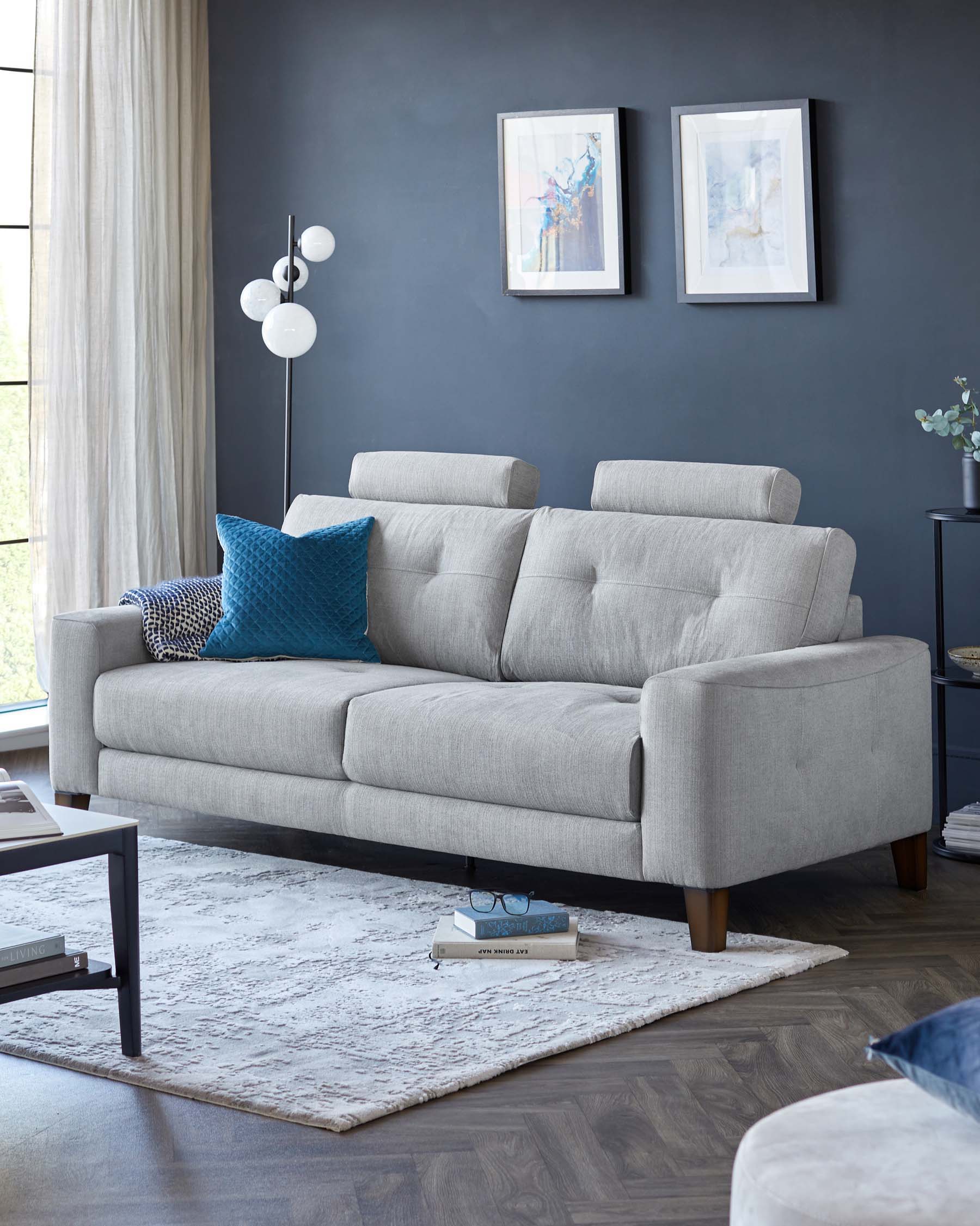 Cooper Grey Fabric 3 Seater Sofa