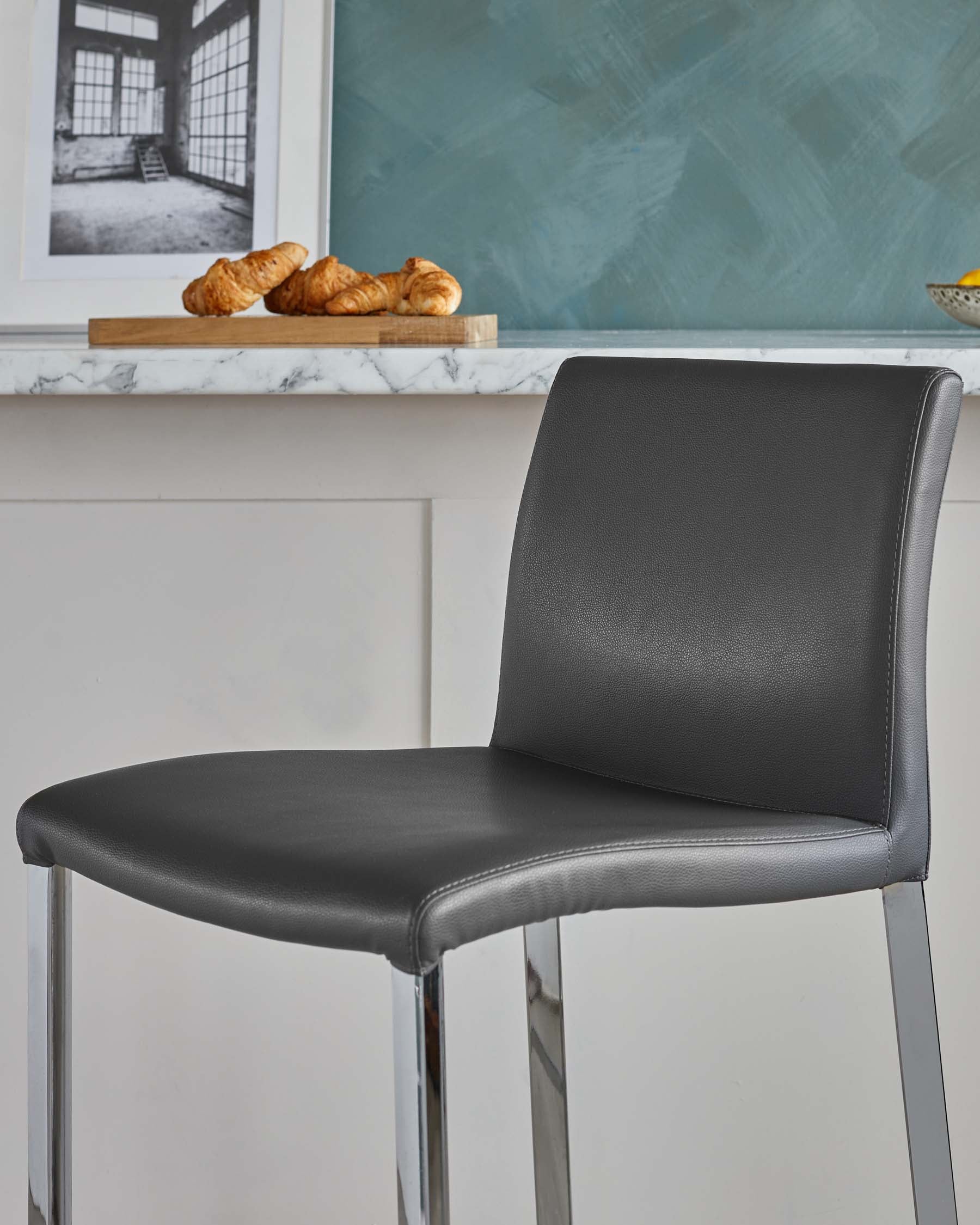 Elise Dark Grey Faux Leather Bar Stool Set Of 2