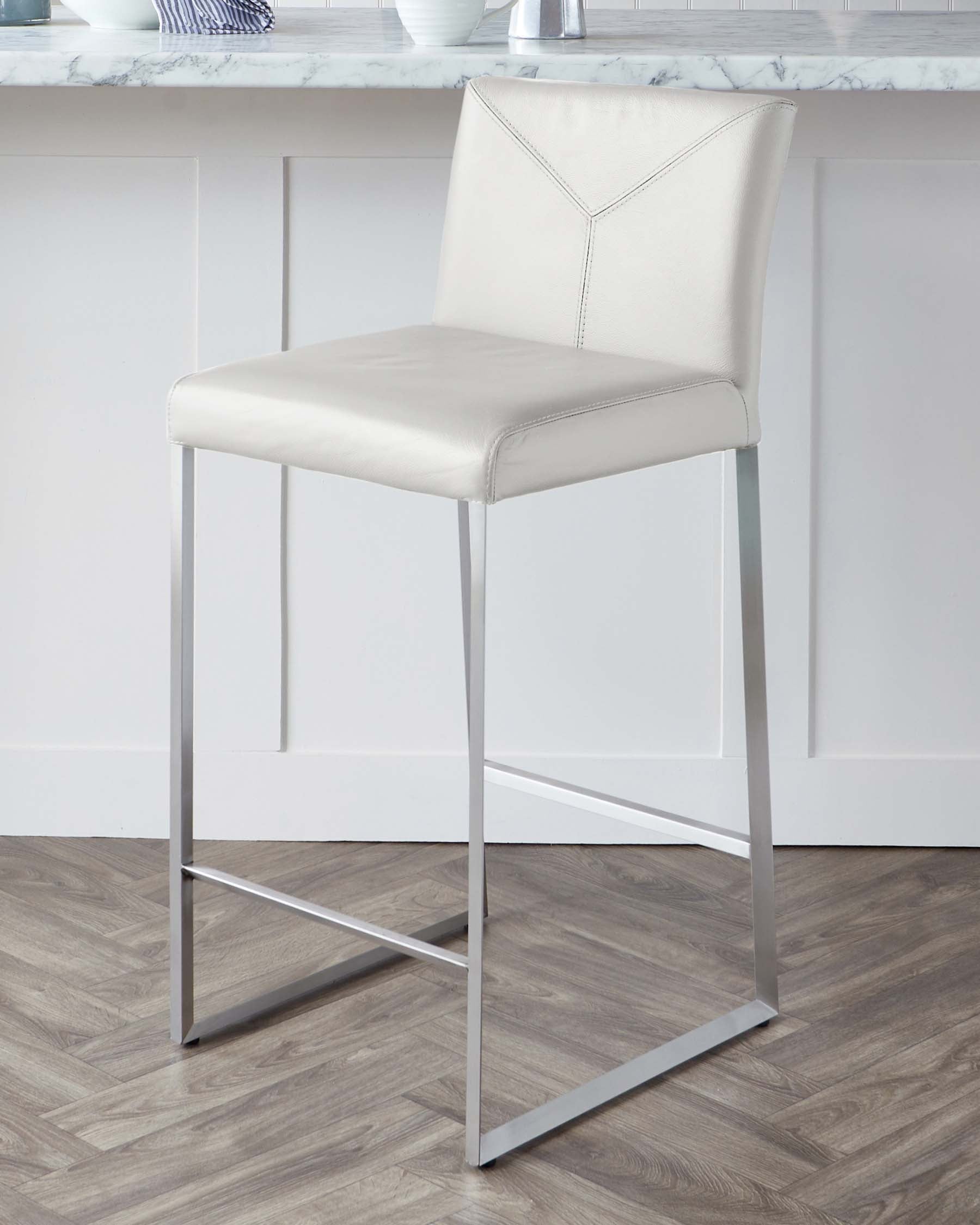 Monti White Real Leather Bar Stool