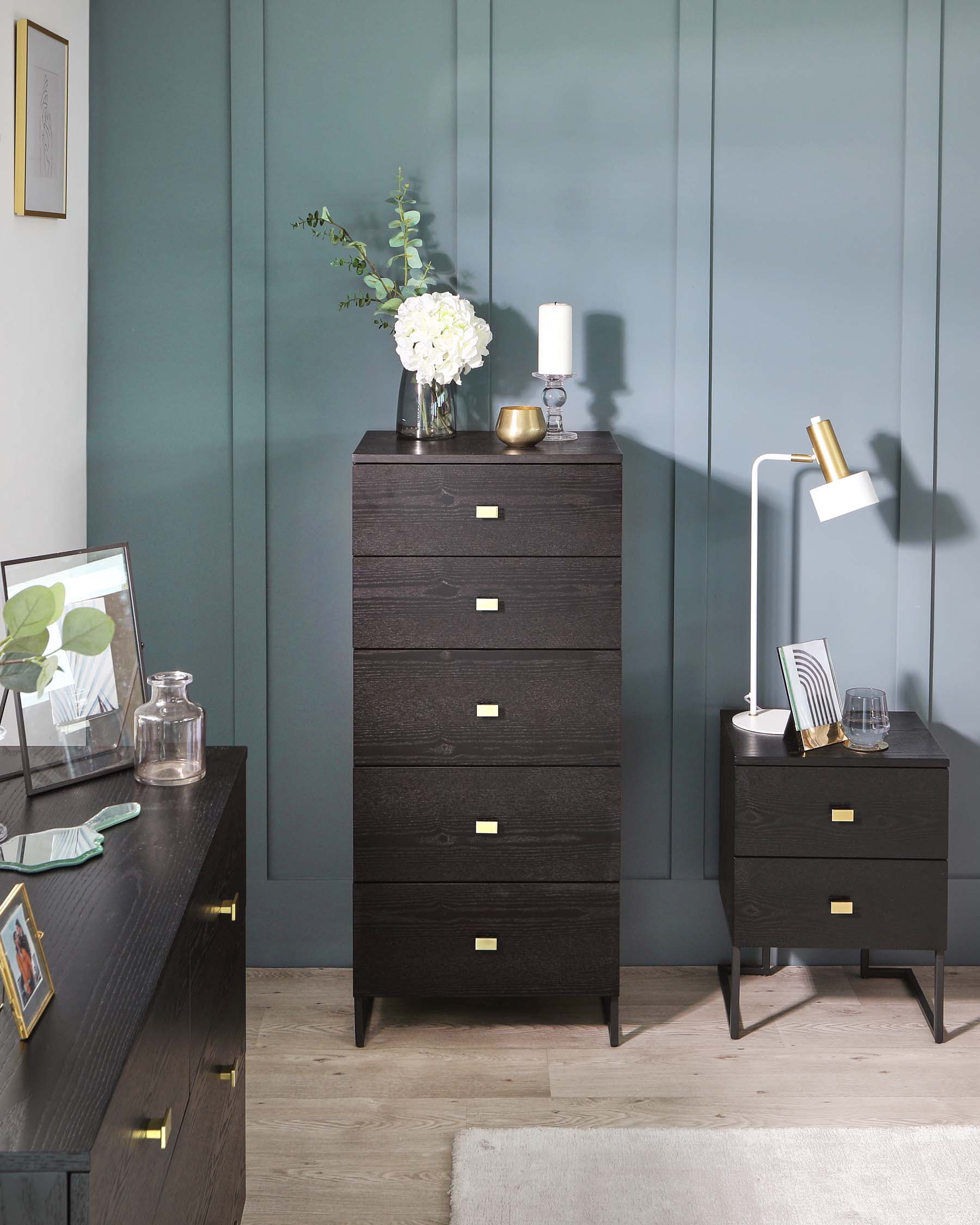 Dark wood online modern dresser