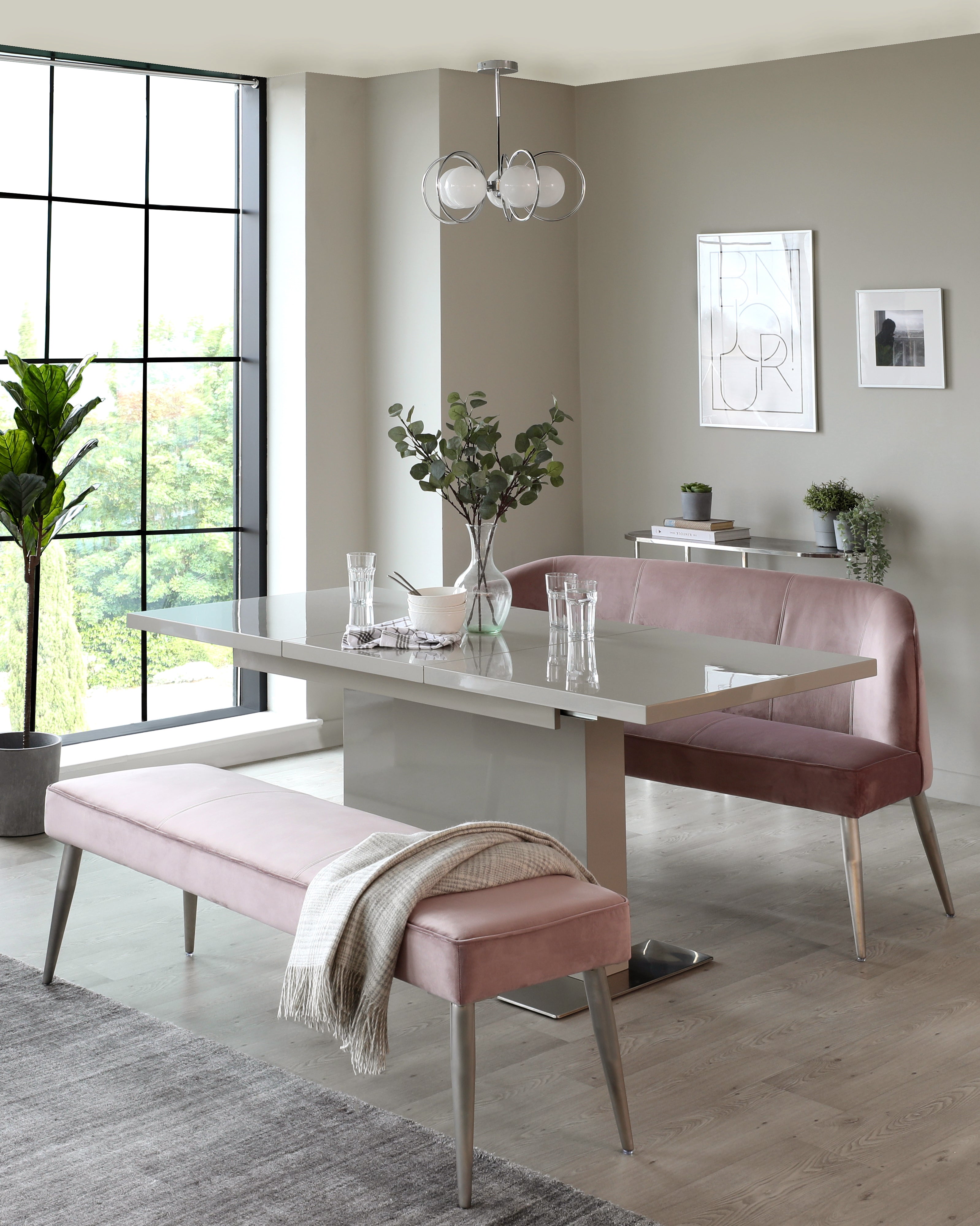 Pink and discount grey dining set