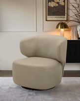 Landon natural grey leather swivel accent chair