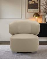 Landon natural grey leather swivel accent chair