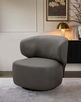 Landon dark grey leather swivel accent chair