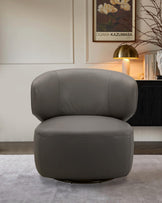 Landon dark grey leather swivel accent chair