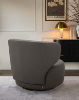 Landon dark grey leather swivel accent chair