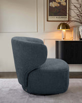 Landon dark blue fabric swivel accent chair