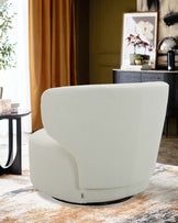 Landon ivory boucle swivel accent chair