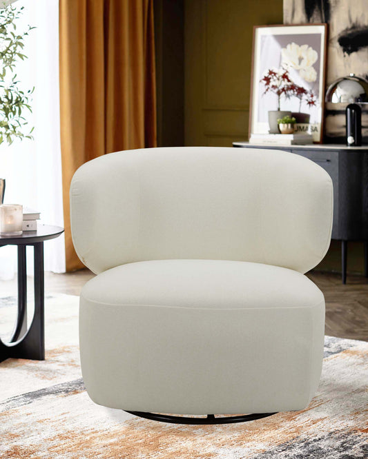 Landon ivory boucle swivel accent chair