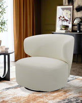 Landon ivory boucle swivel accent chair