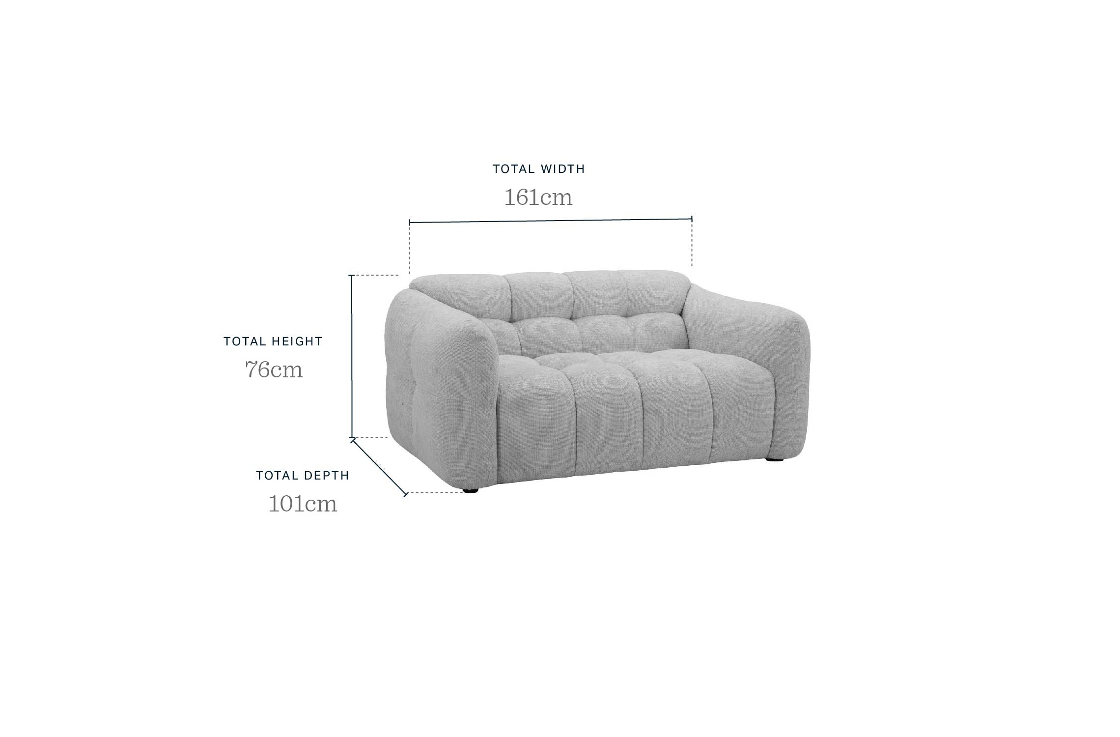 Hayes dark blue fabric 2 seater sofa