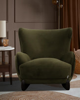 Harlan olive green velvet accent chair