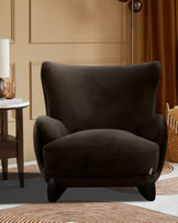 Harlan dark mocha velvet accent chair