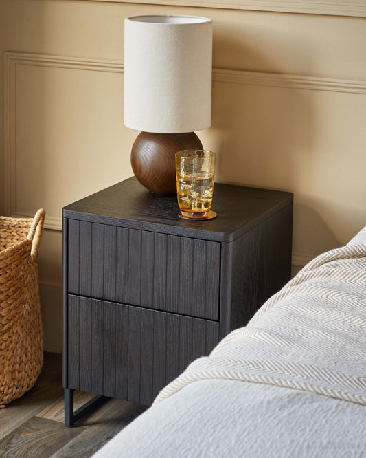 Toronto dark ash 2 drawer bedside table