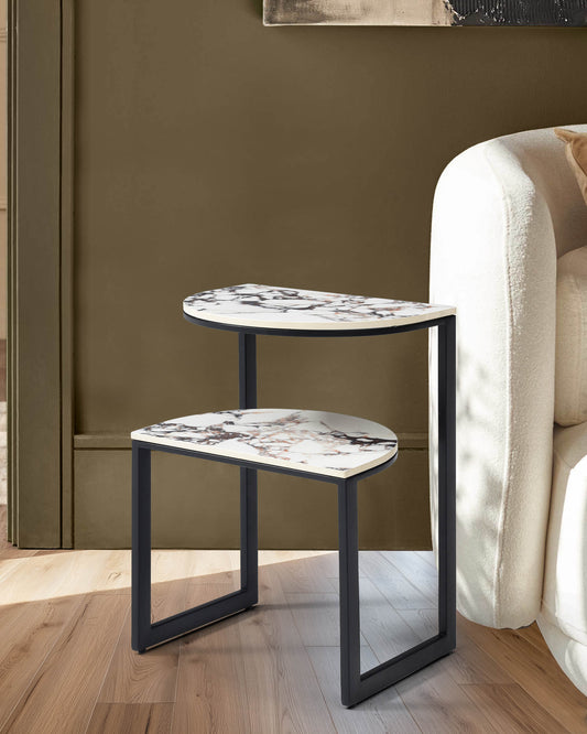 Demi white calacatta ceramic side table