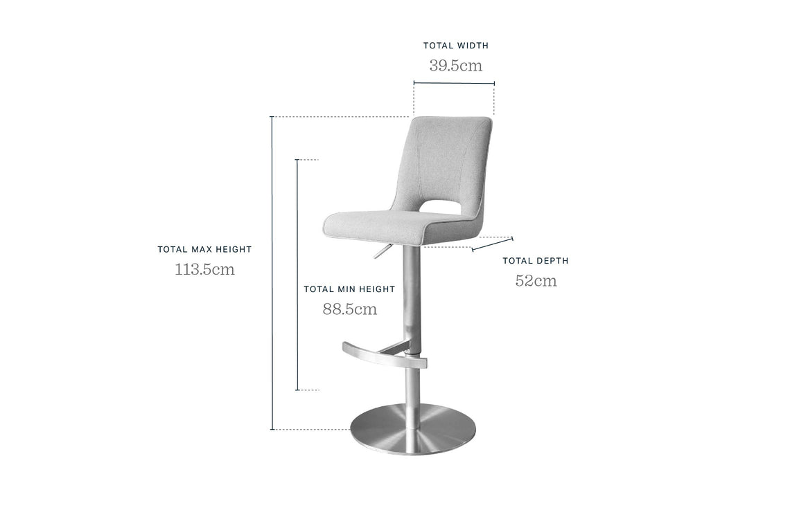 Ludo Yellow Fabric Gas Lift Bar Stool