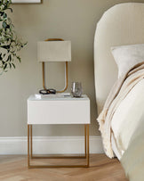 Benton Single Drawer White Bedside Table