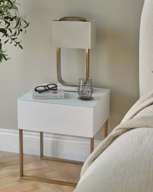 Benton Single Drawer White Bedside Table