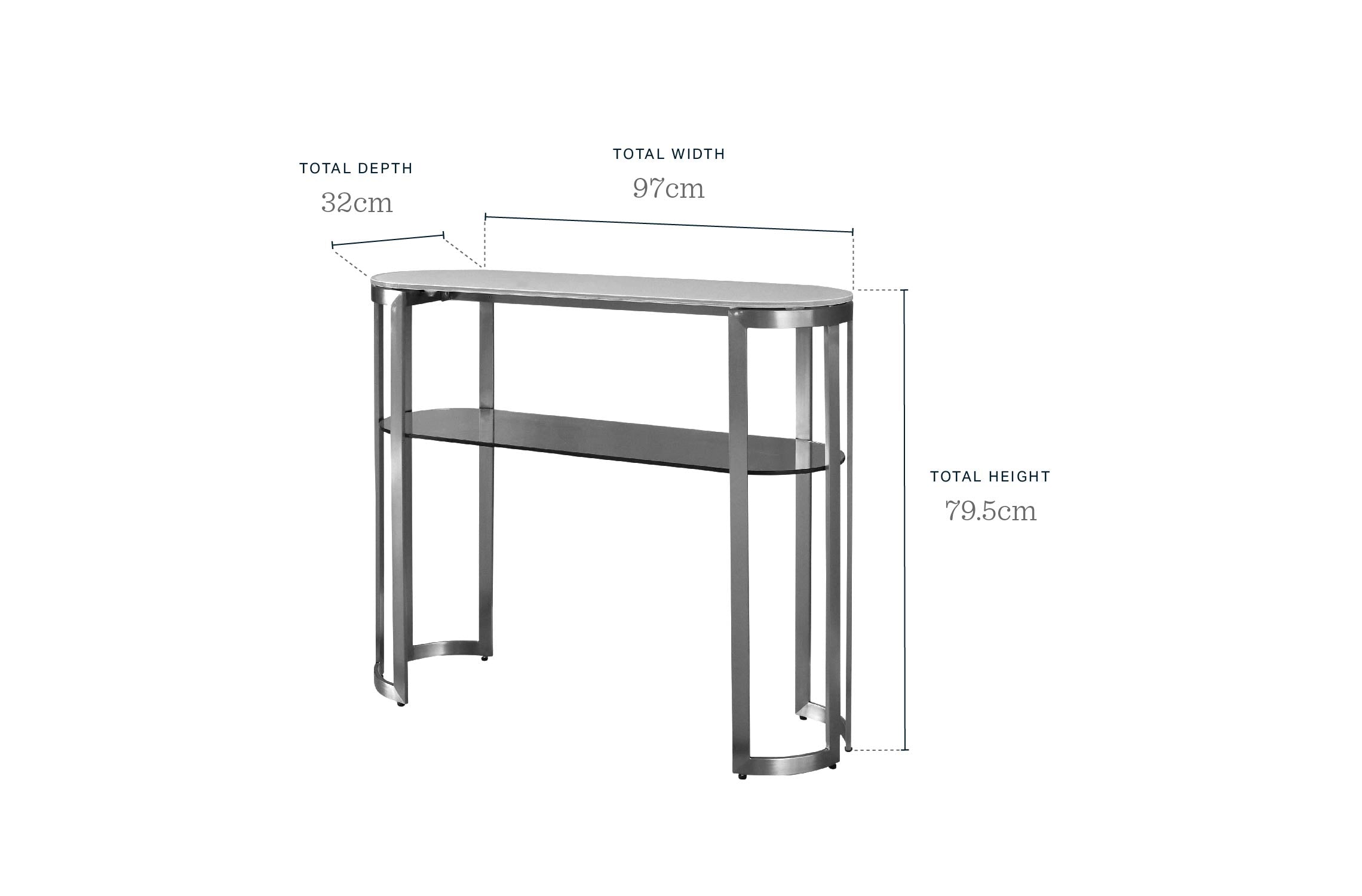 Isla White Glass and Stainless Steel Console Table