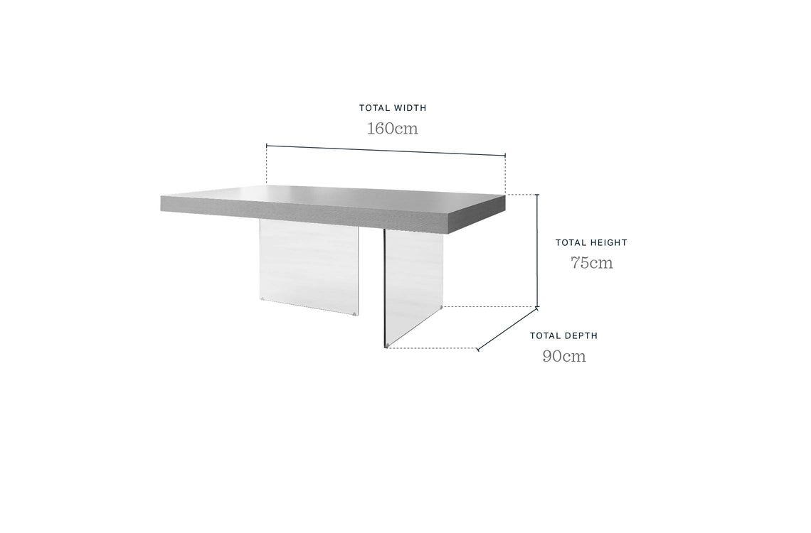 Aria White Oak And Glass 6 Seater Dining Table