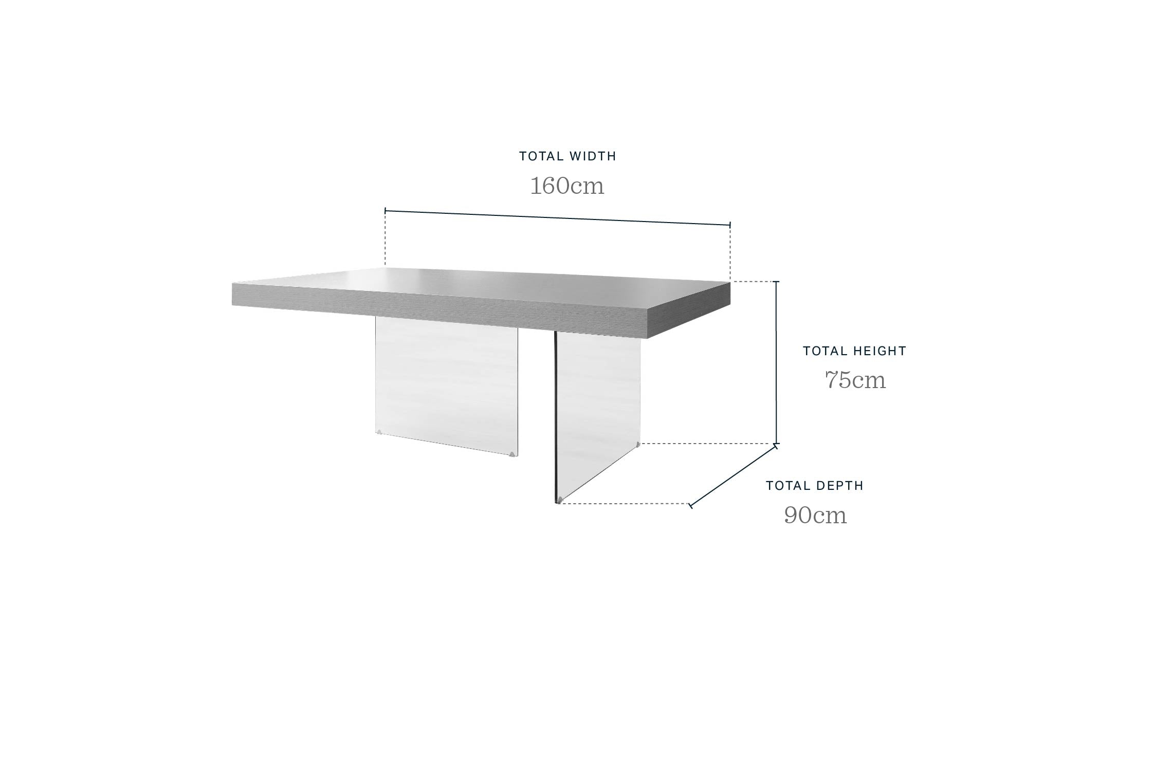 Aria White Oak And Glass 6 Seater Dining Table