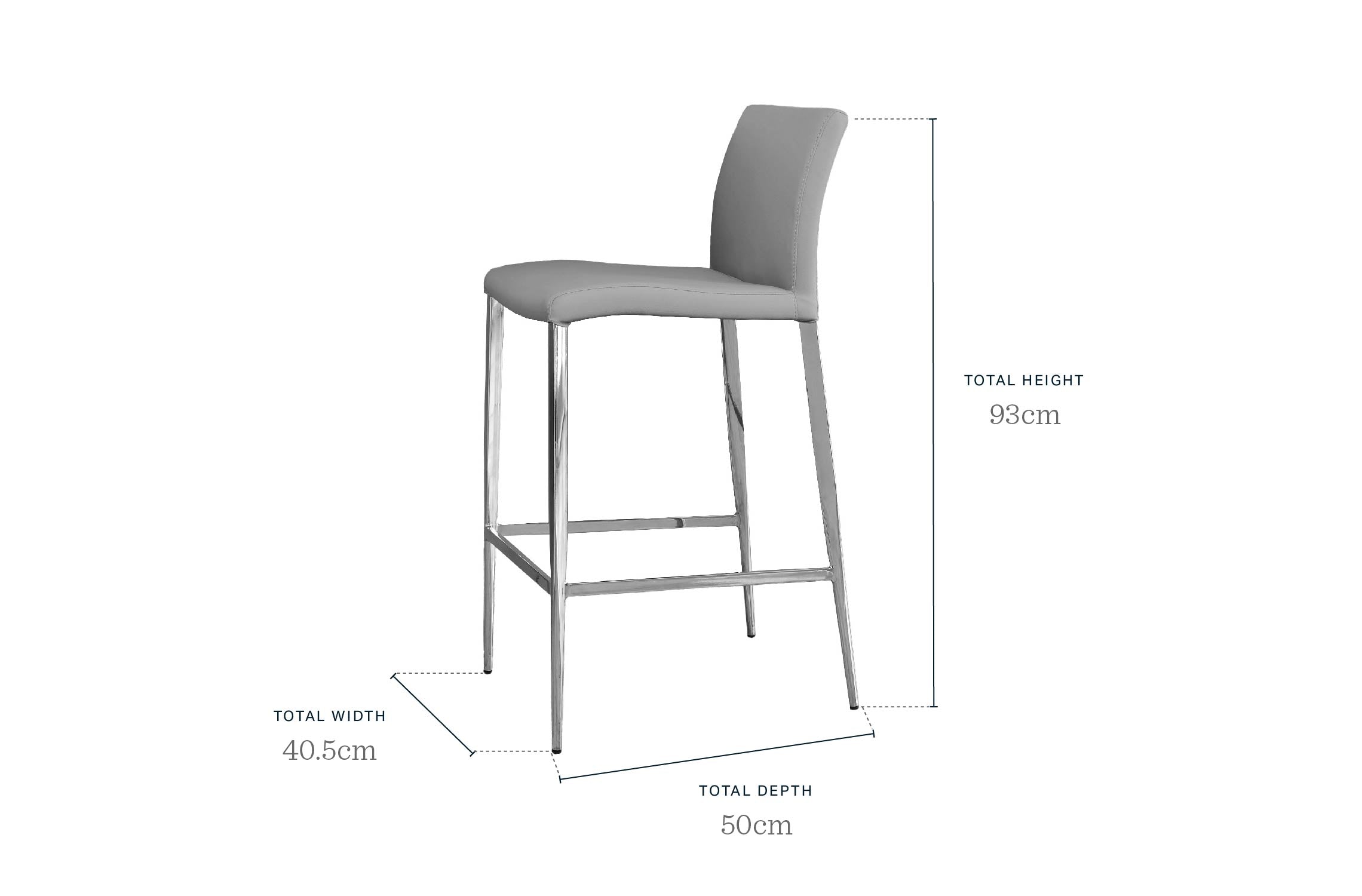 Elise Dark Grey Faux Leather Bar Stool (Sold in pairs)