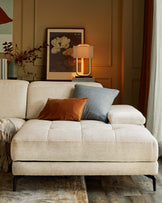 Donella ivory chenille right hand corner chaise sofa