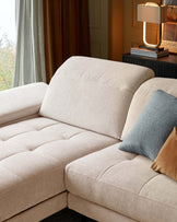 Donella ivory chenille left hand corner chaise sofa