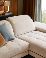 Donella ivory chenille right hand corner chaise sofa