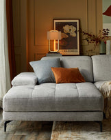 Donella light grey chenille left hand corner chaise sofa