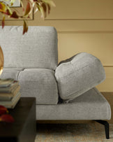 Donella light grey chenille right hand corner chaise sofa