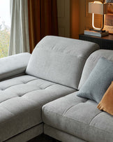 Donella light grey chenille left hand corner chaise sofa