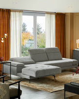 Donella light grey chenille left hand corner chaise sofa