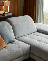 Donella light grey chenille right hand corner chaise sofa