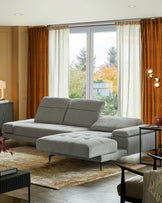 Donella light grey chenille right hand corner chaise sofa