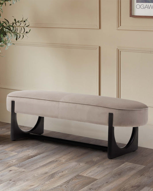 Orlan champagne velvet bench without backrest