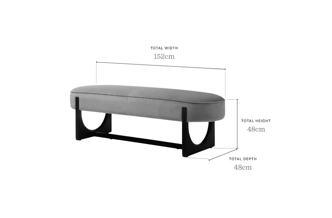 Orlan champagne velvet bench without backrest