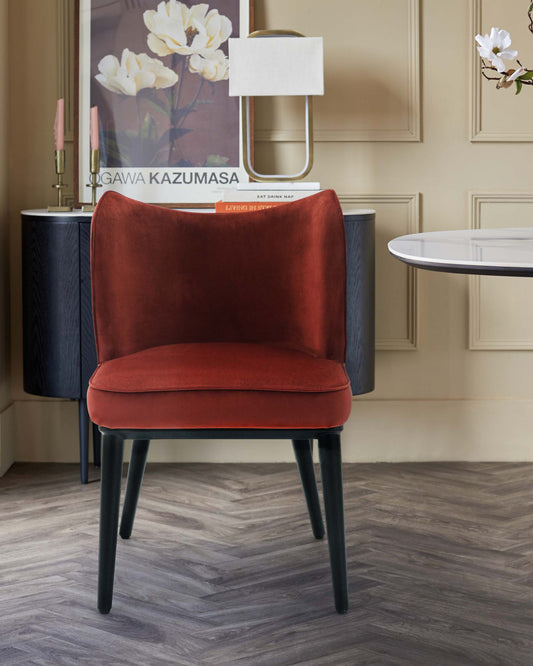 Evelyn toffee red velvet dining chair