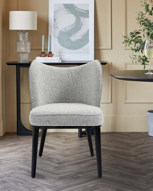 Evelyn cream chenille dining chair