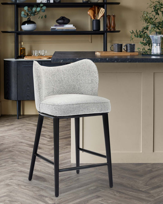 Evelyn cream chenille bar stool