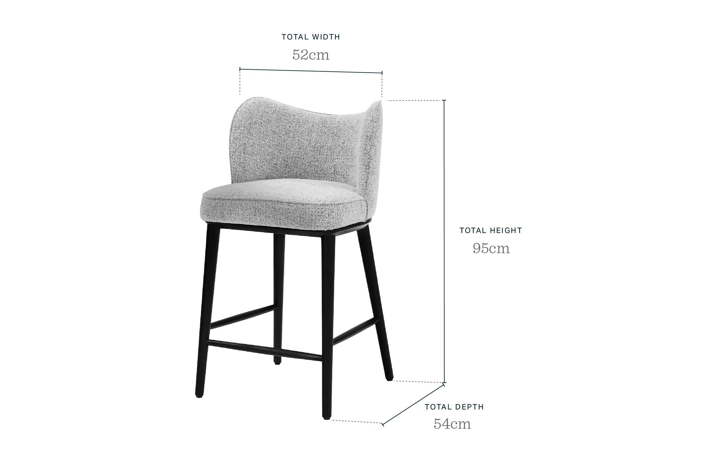 Evelyn grey fabric bar stool