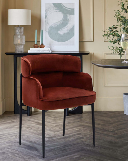 Felix toffee red velvet dining chair