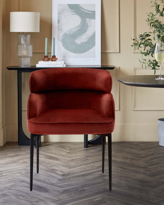 Felix toffee red velvet dining chair