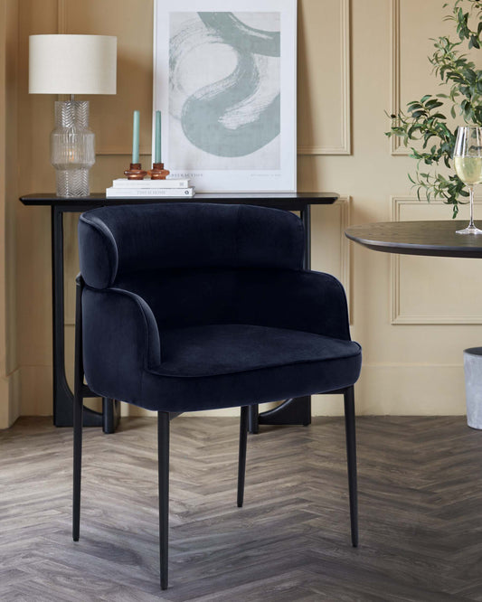 Felix dark navy velvet dining chair