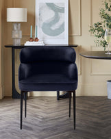 Felix dark navy velvet dining chair