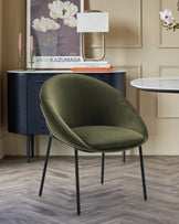 Phoebe olive green velvet dining chair