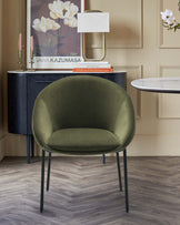 Phoebe olive green velvet dining chair