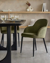 Lani olive green velvet dining chair