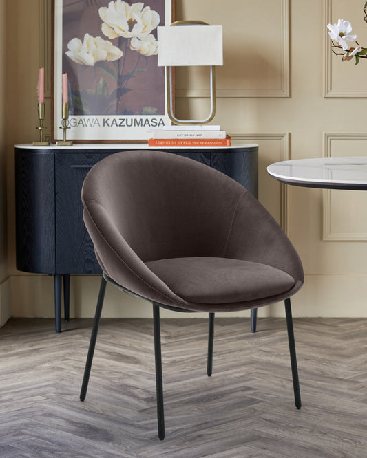 Phoebe dark mocha velvet dining chair