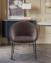 Phoebe dark mocha velvet dining chair